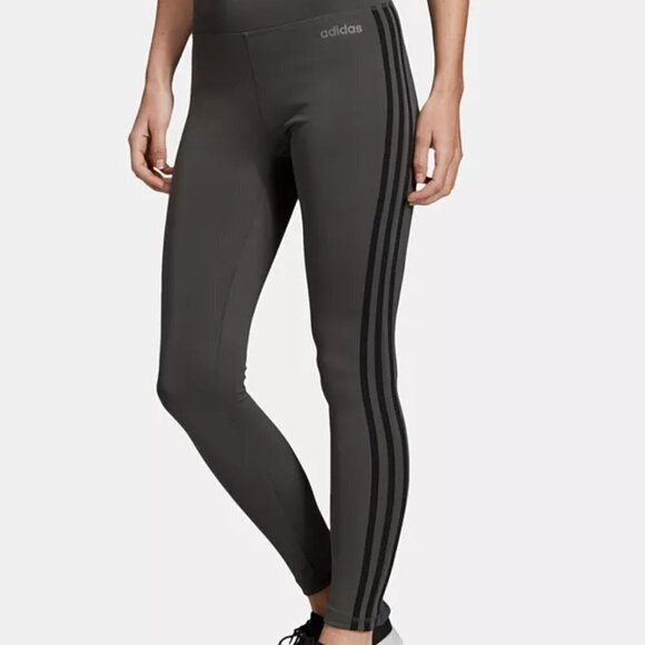 Adidas Climalite Workout Leggings with 3 Stripes - Picture 1 of 9